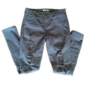 Cello Green Distressed Skinny Jeans Size 5‎